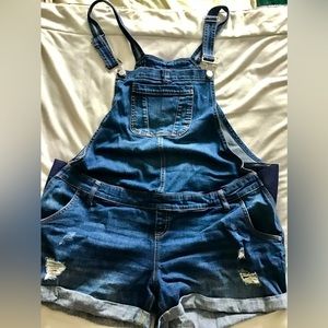 Indigo Blue XL Overall Maternity Shorts